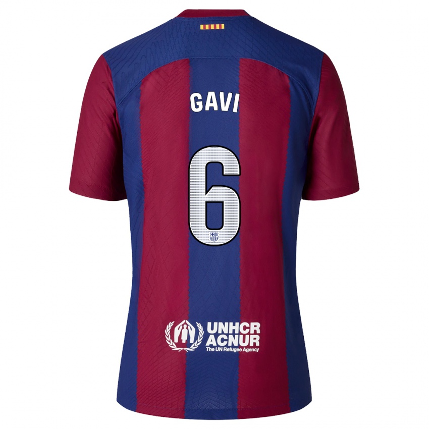 Hombre Camiseta Gavi #6 Rojo Azul 1ª Equipación 2023/24 La Camisa Chile