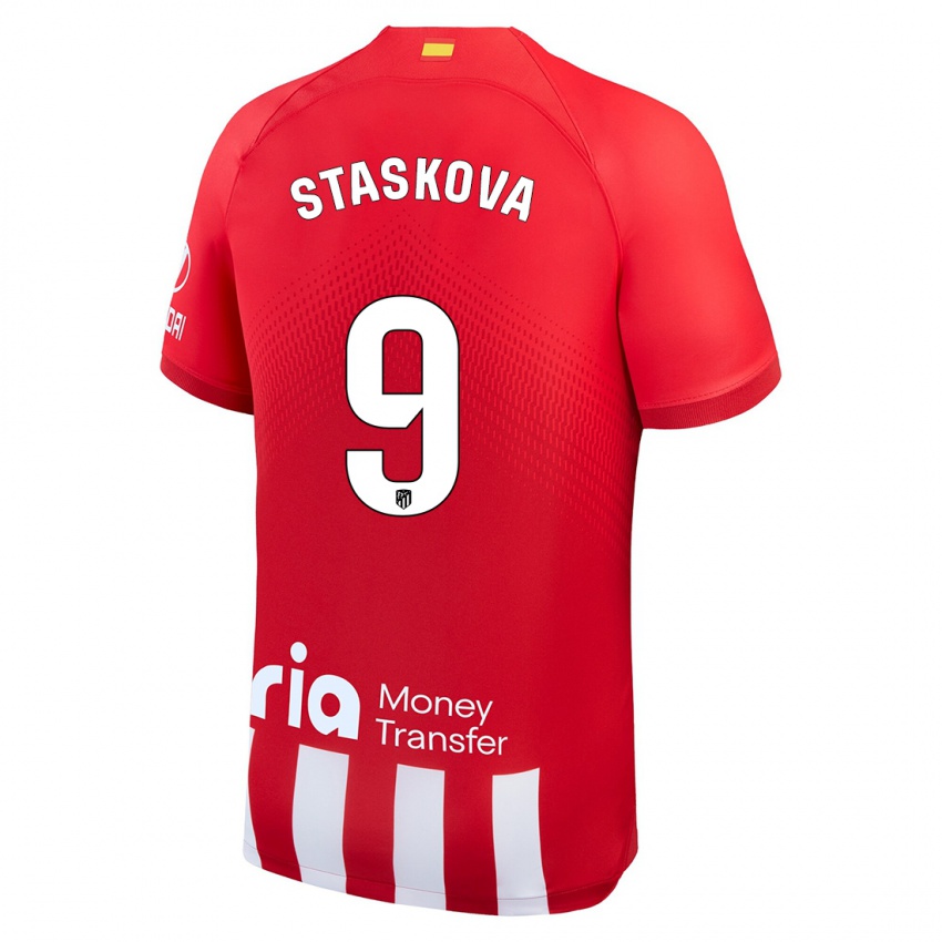 Hombre Camiseta Andrea Staskova #9 Rojo Blanco 1ª Equipación 2023/24 La Camisa Chile