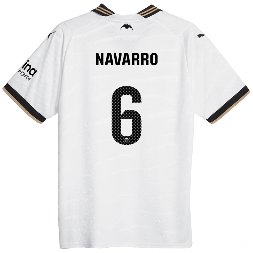 Hombre Camiseta Javi Navarro #6 Blanco 1ª Equipación 2023/24 La Camisa Chile