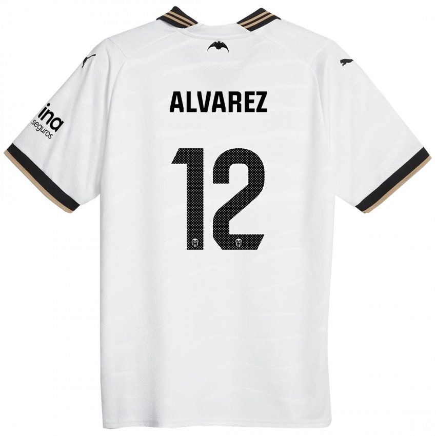 Hombre Camiseta Sofia Alvarez #12 Blanco 1ª Equipación 2023/24 La Camisa Chile