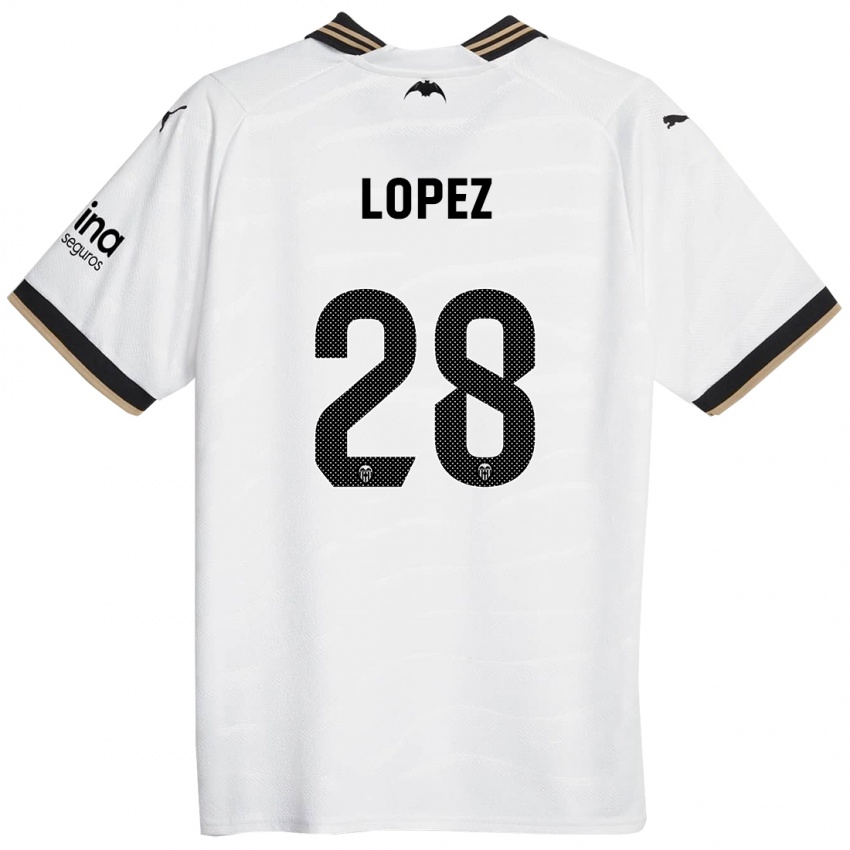 Hombre Camiseta Saray Lopez #28 Blanco 1ª Equipación 2023/24 La Camisa Chile