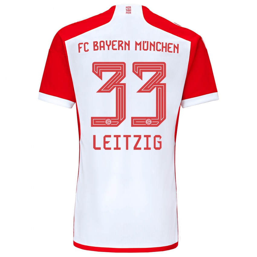 Hombre Camiseta Janina Leitzig #33 Rojo Blanco 1ª Equipación 2023/24 La Camisa Chile