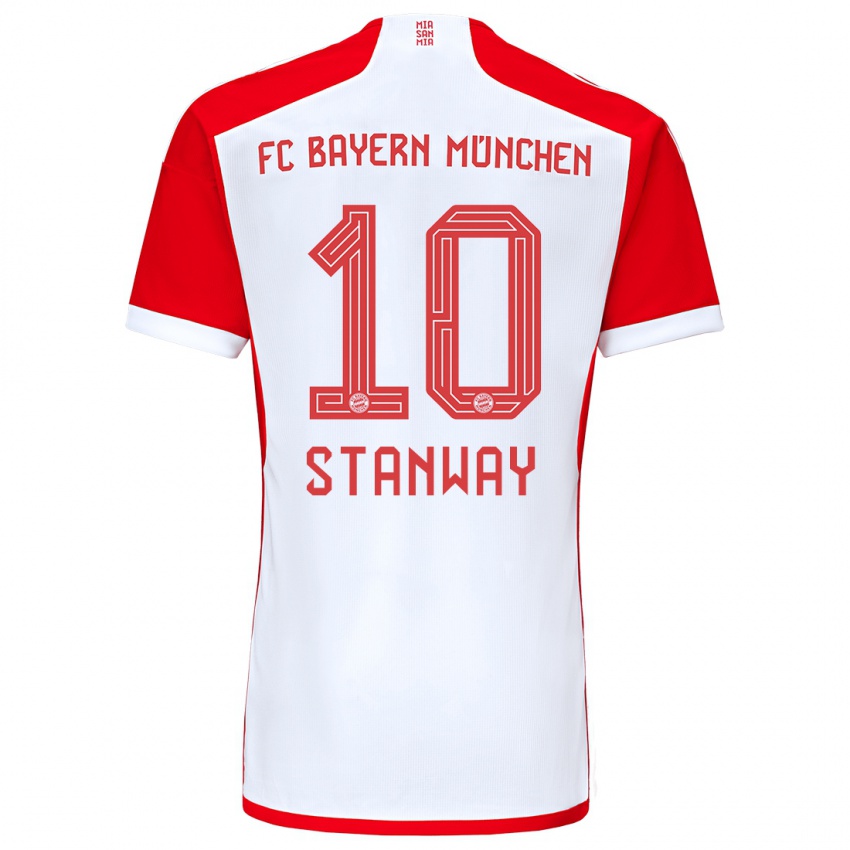 Hombre Camiseta Georgia Stanway #10 Rojo Blanco 1ª Equipación 2023/24 La Camisa Chile