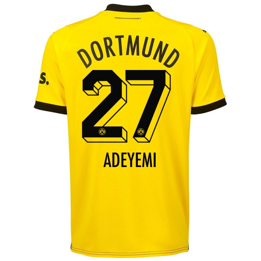 Hombre Camiseta Karim Adeyemi #27 Amarillo 1ª Equipación 2023/24 La Camisa Chile