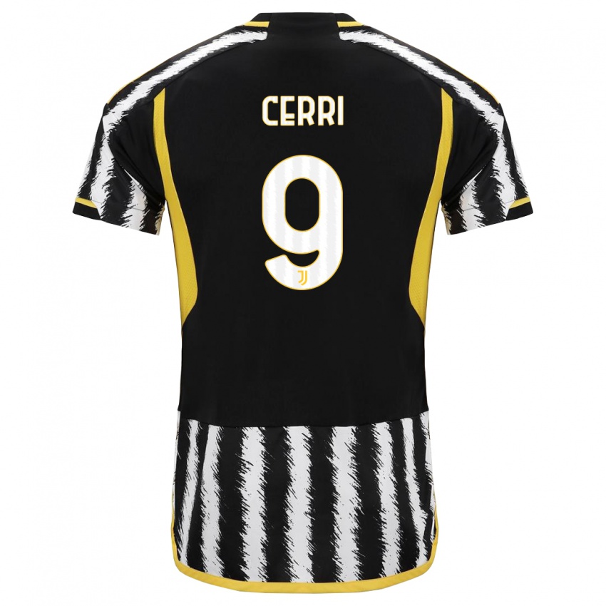 Hombre Camiseta Leonardo Cerri #9 Blanco Negro 1ª Equipación 2023/24 La Camisa Chile