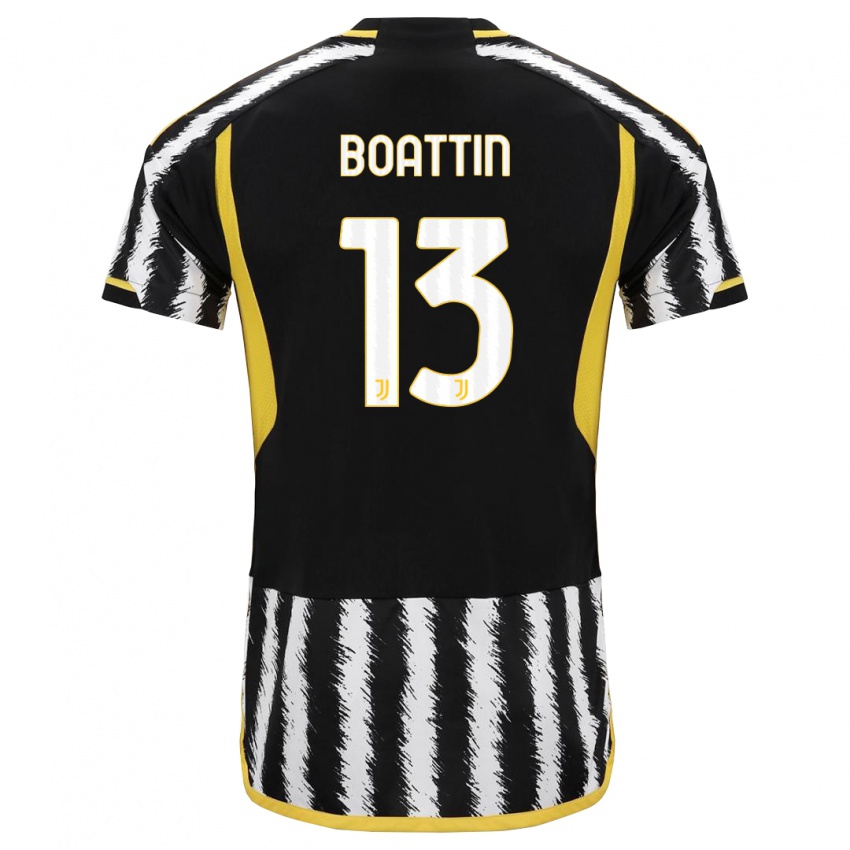 Hombre Camiseta Lisa Boattin #13 Blanco Negro 1ª Equipación 2023/24 La Camisa Chile