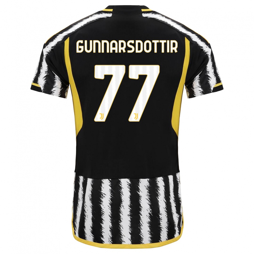 Hombre Camiseta Sara Bjork Gunnarsdottir #77 Blanco Negro 1ª Equipación 2023/24 La Camisa Chile