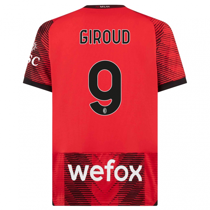 Hombre Camiseta Olivier Giroud #9 Negro Rojo 1ª Equipación 2023/24 La Camisa Chile