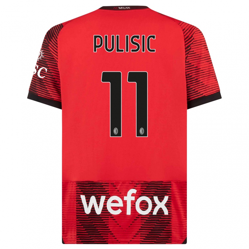 Hombre Camiseta Christian Pulisic #11 Negro Rojo 1ª Equipación 2023/24 La Camisa Chile