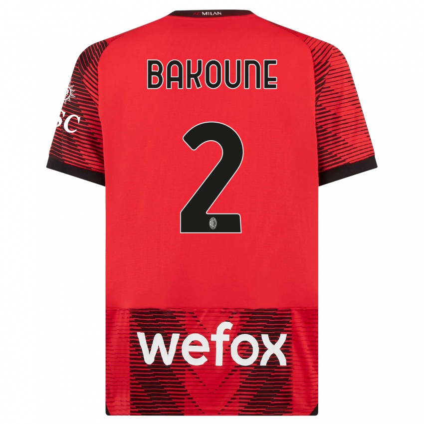 Hombre Camiseta Adam Bakoune #2 Negro Rojo 1ª Equipación 2023/24 La Camisa Chile