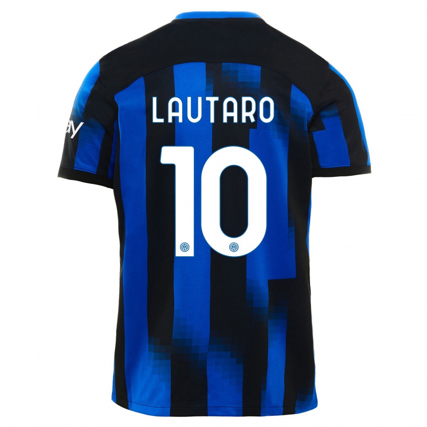 Hombre Camiseta Lautaro Martínez #10 Azul Negro 1ª Equipación 2023/24 La Camisa Chile