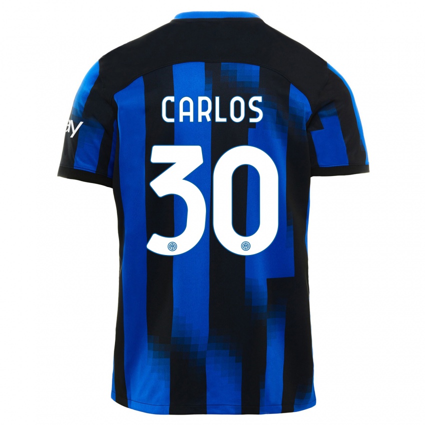 Hombre Camiseta Carlos Augusto #30 Azul Negro 1ª Equipación 2023/24 La Camisa Chile