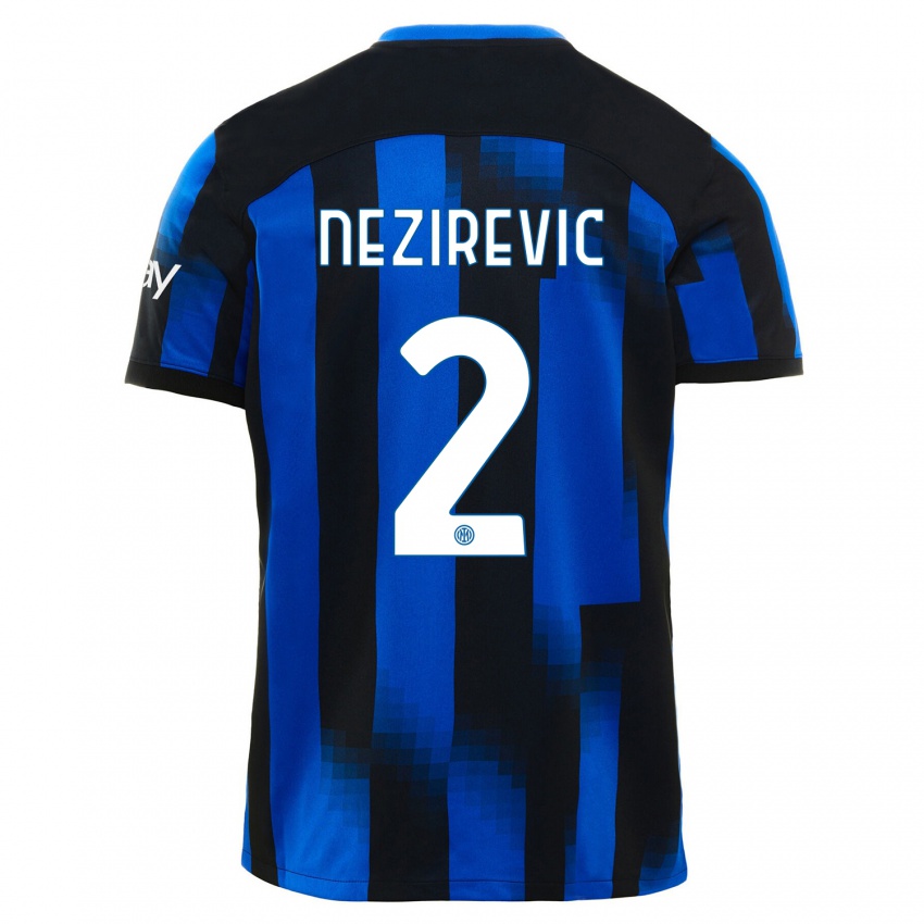 Hombre Camiseta Alem Nezirevic #2 Azul Negro 1ª Equipación 2023/24 La Camisa Chile