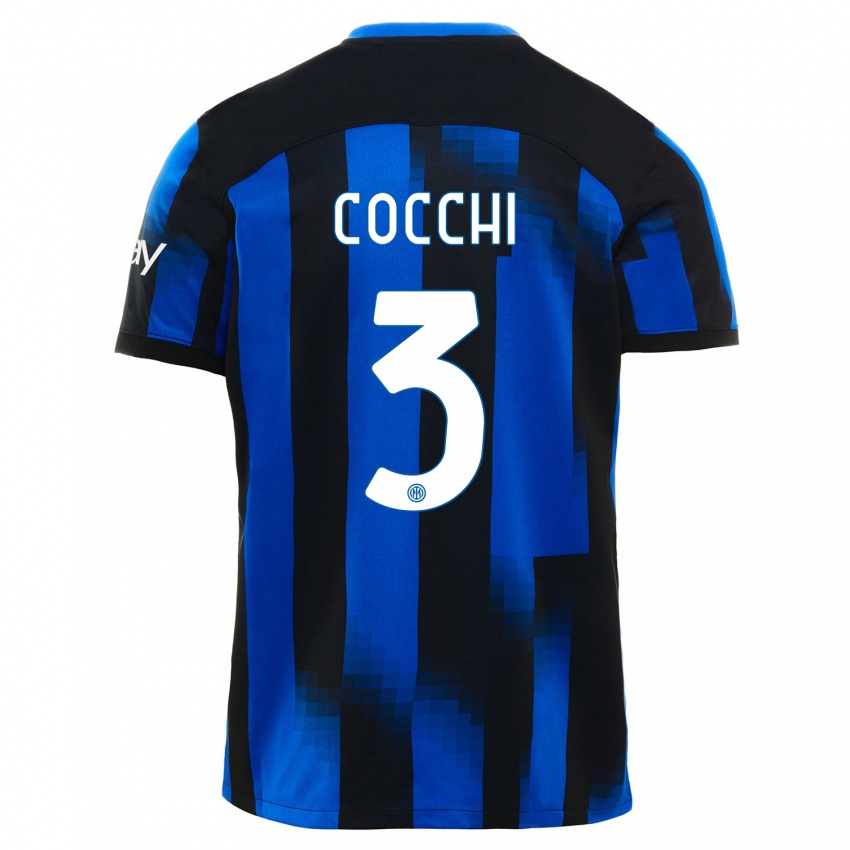 Hombre Camiseta Matteo Cocchi #3 Azul Negro 1ª Equipación 2023/24 La Camisa Chile