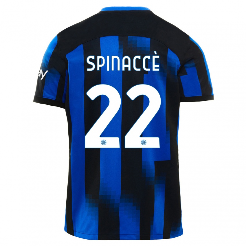 Hombre Camiseta Matteo Spinaccè #22 Azul Negro 1ª Equipación 2023/24 La Camisa Chile