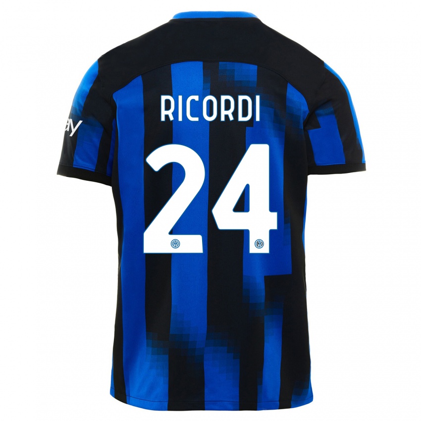 Hombre Camiseta Tommaso Ricordi #24 Azul Negro 1ª Equipación 2023/24 La Camisa Chile