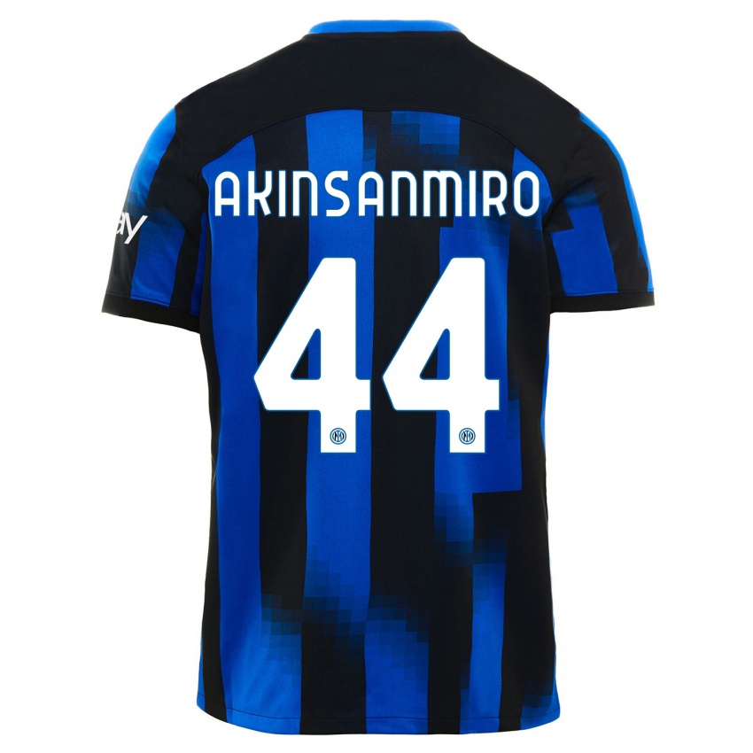 Hombre Camiseta Ebenezer Akinsanmiro #44 Azul Negro 1ª Equipación 2023/24 La Camisa Chile
