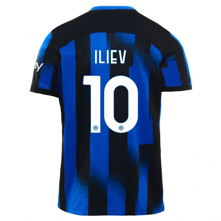 Hombre Camiseta Nikola Iliev #10 Azul Negro 1ª Equipación 2023/24 La Camisa Chile