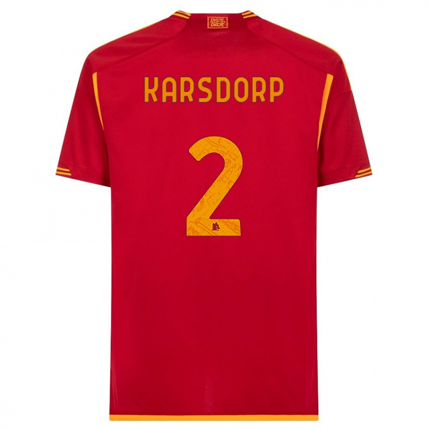 Hombre Camiseta Rick Karsdorp #2 Rojo 1ª Equipación 2023/24 La Camisa Chile