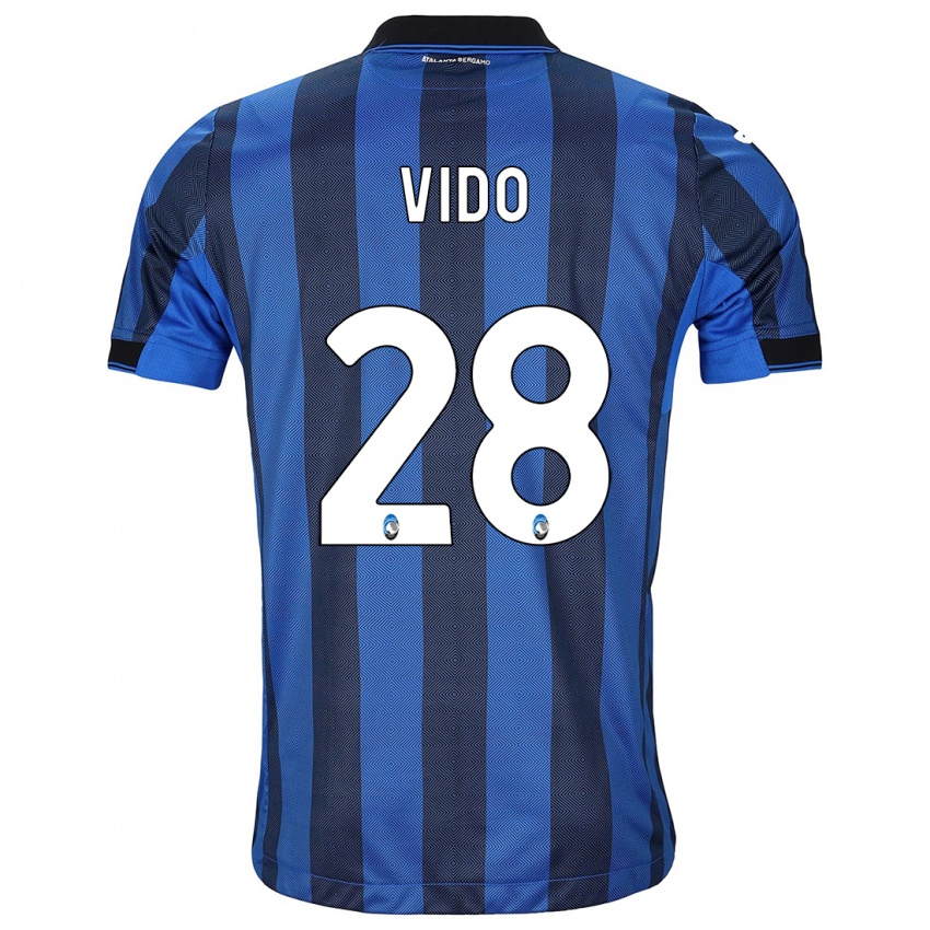Hombre Camiseta Luca Vido #28 Azul Negro 1ª Equipación 2023/24 La Camisa Chile