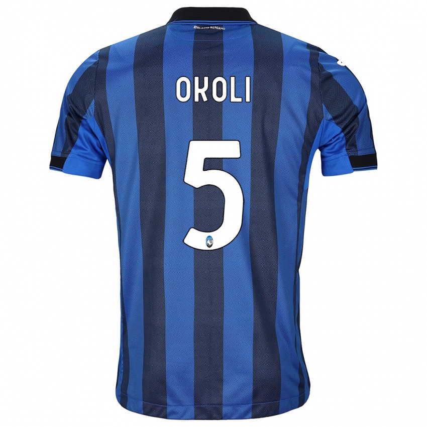 Hombre Camiseta Caleb Okoli #5 Azul Negro 1ª Equipación 2023/24 La Camisa Chile