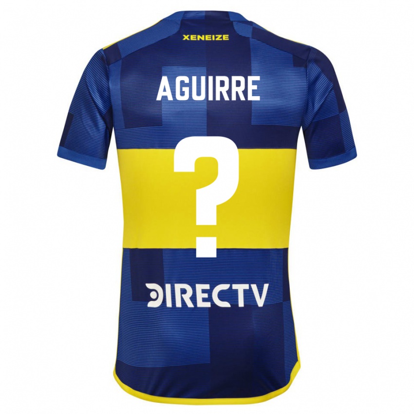 Hombre Camiseta Federico Aguirre #0 Azul Oscuro Amarillo 1ª Equipación 2023/24 La Camisa Chile