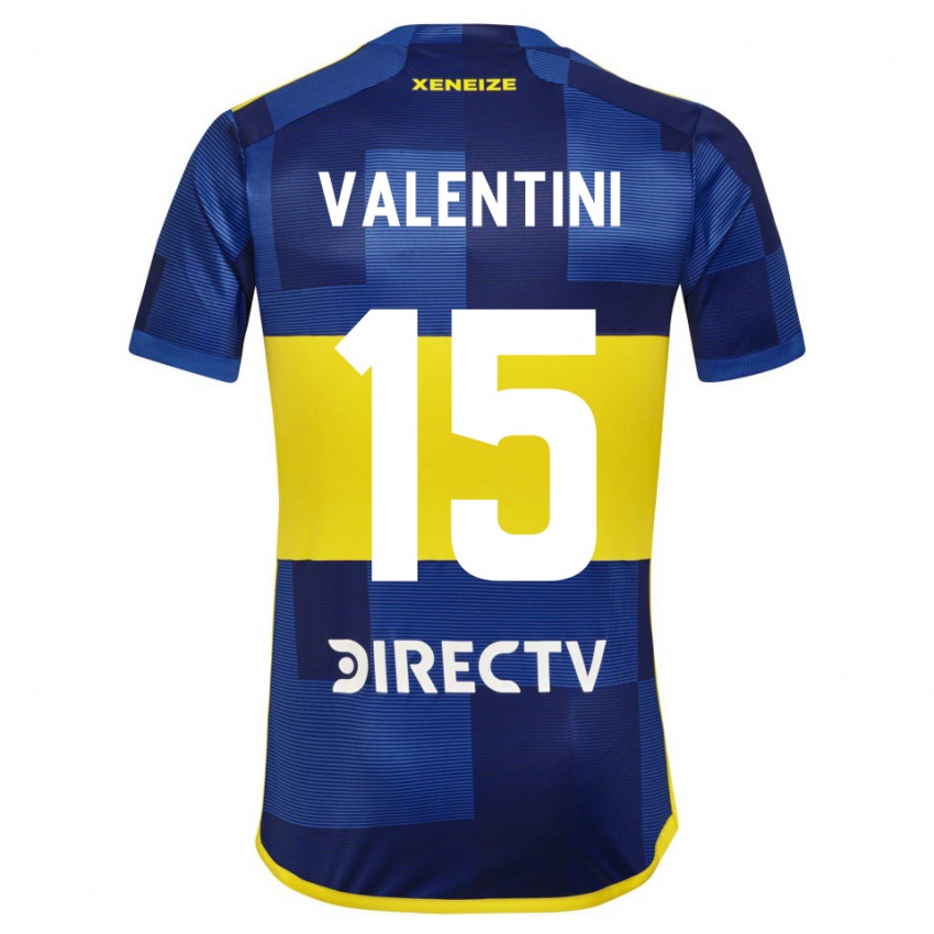 Hombre Camiseta Nicolas Valentini #15 Azul Oscuro Amarillo 1ª Equipación 2023/24 La Camisa Chile