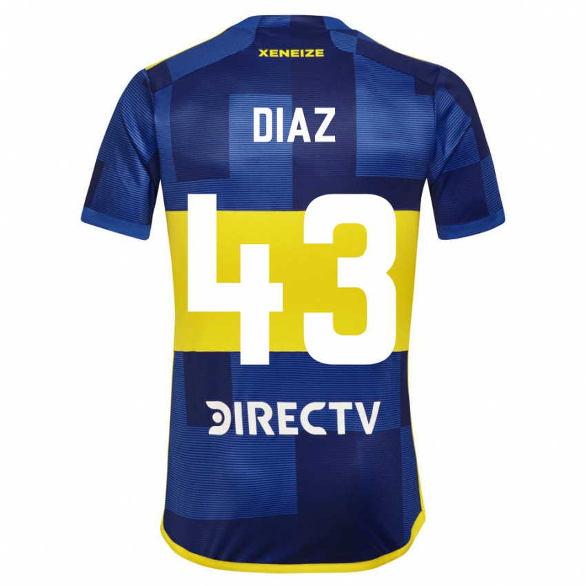 Hombre Camiseta Tomas Diaz #43 Azul Oscuro Amarillo 1ª Equipación 2023/24 La Camisa Chile