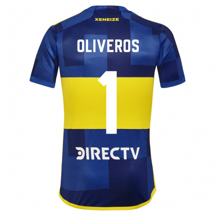 Hombre Camiseta Laurina Oliveros #1 Azul Oscuro Amarillo 1ª Equipación 2023/24 La Camisa Chile