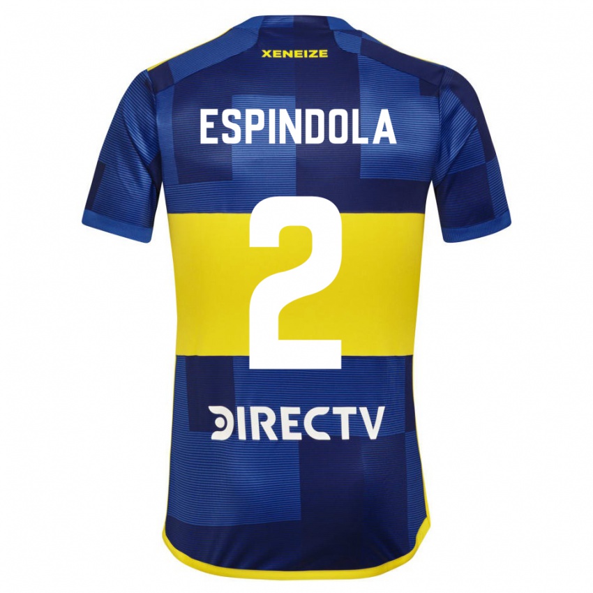 Hombre Camiseta Noelia Espindola #2 Azul Oscuro Amarillo 1ª Equipación 2023/24 La Camisa Chile