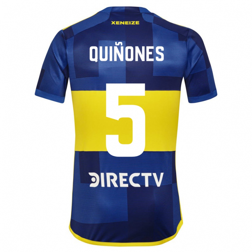 Hombre Camiseta Florencia Quiñones #5 Azul Oscuro Amarillo 1ª Equipación 2023/24 La Camisa Chile