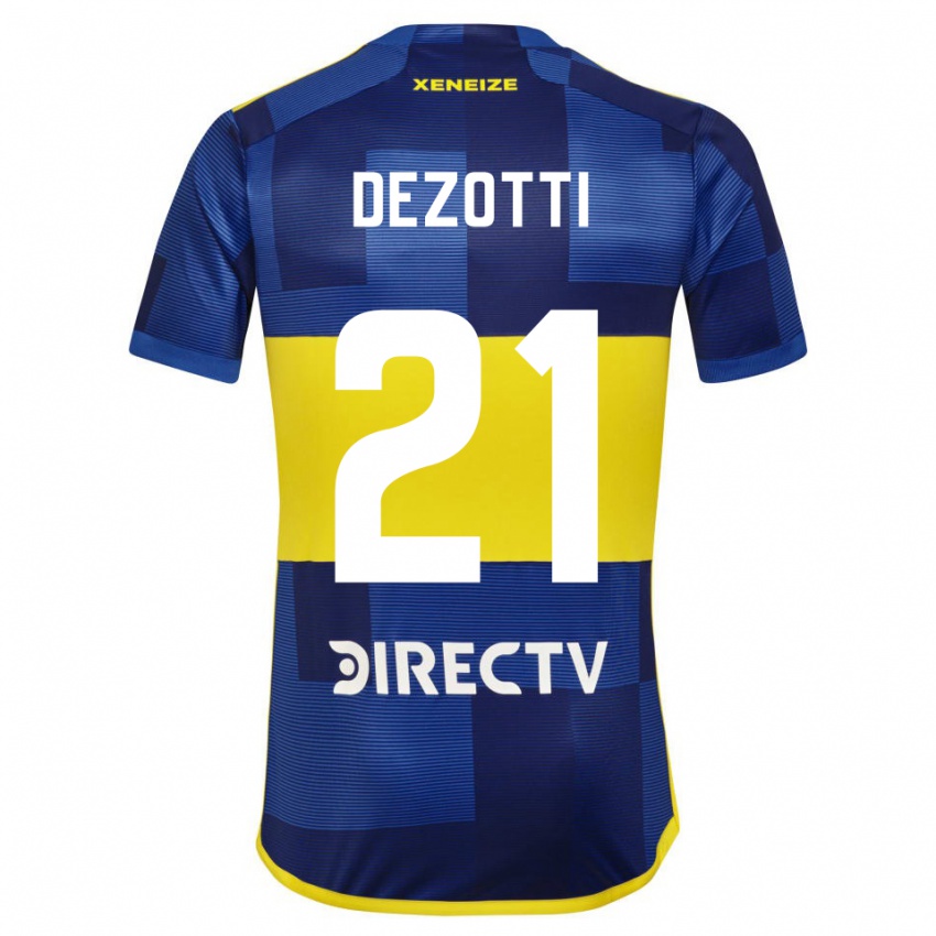 Hombre Camiseta Martina Dezotti #21 Azul Oscuro Amarillo 1ª Equipación 2023/24 La Camisa Chile