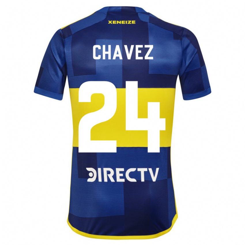 Hombre Camiseta Gabriela Chavez #24 Azul Oscuro Amarillo 1ª Equipación 2023/24 La Camisa Chile