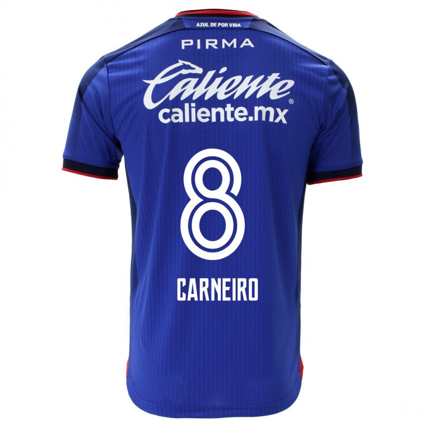 Hombre Camiseta Gonzalo Carneiro #8 Azul 1ª Equipación 2023/24 La Camisa Chile