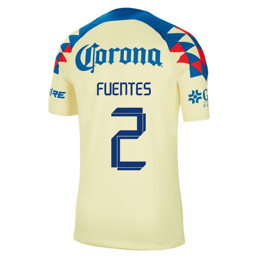 Hombre Camiseta Luis Fuentes #2 Amarillo 1ª Equipación 2023/24 La Camisa Chile