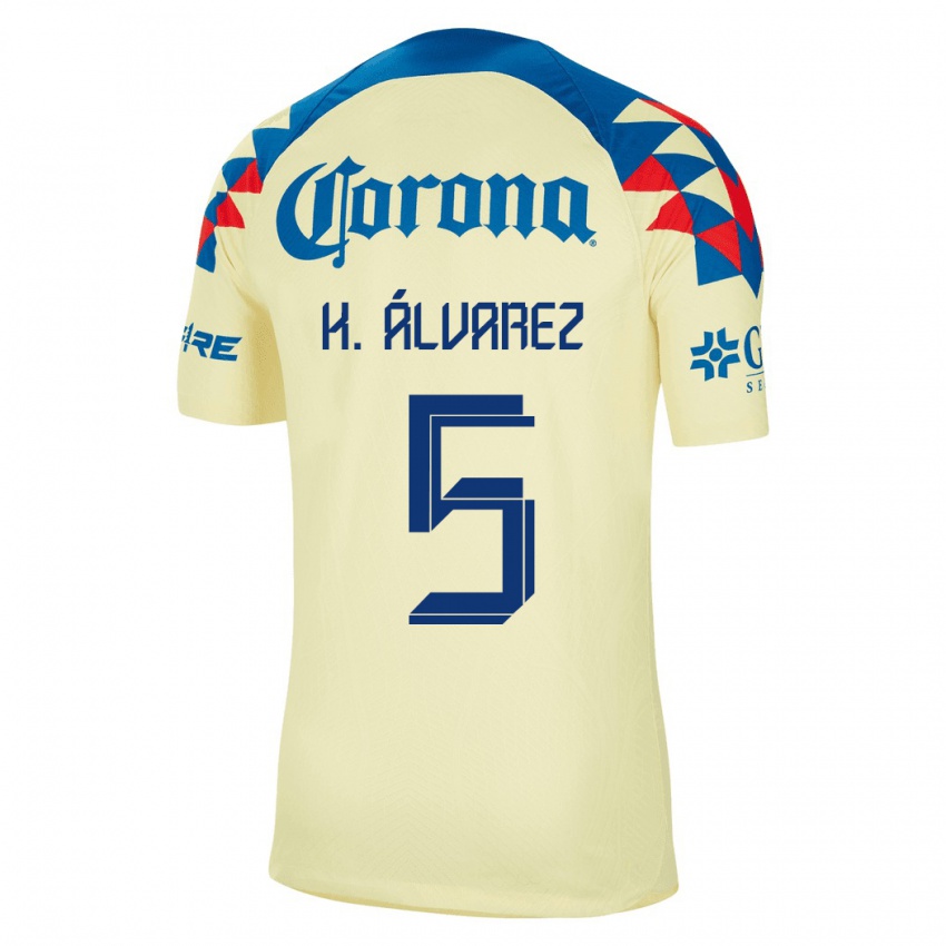 Hombre Camiseta Kevin Álvarez #5 Amarillo 1ª Equipación 2023/24 La Camisa Chile