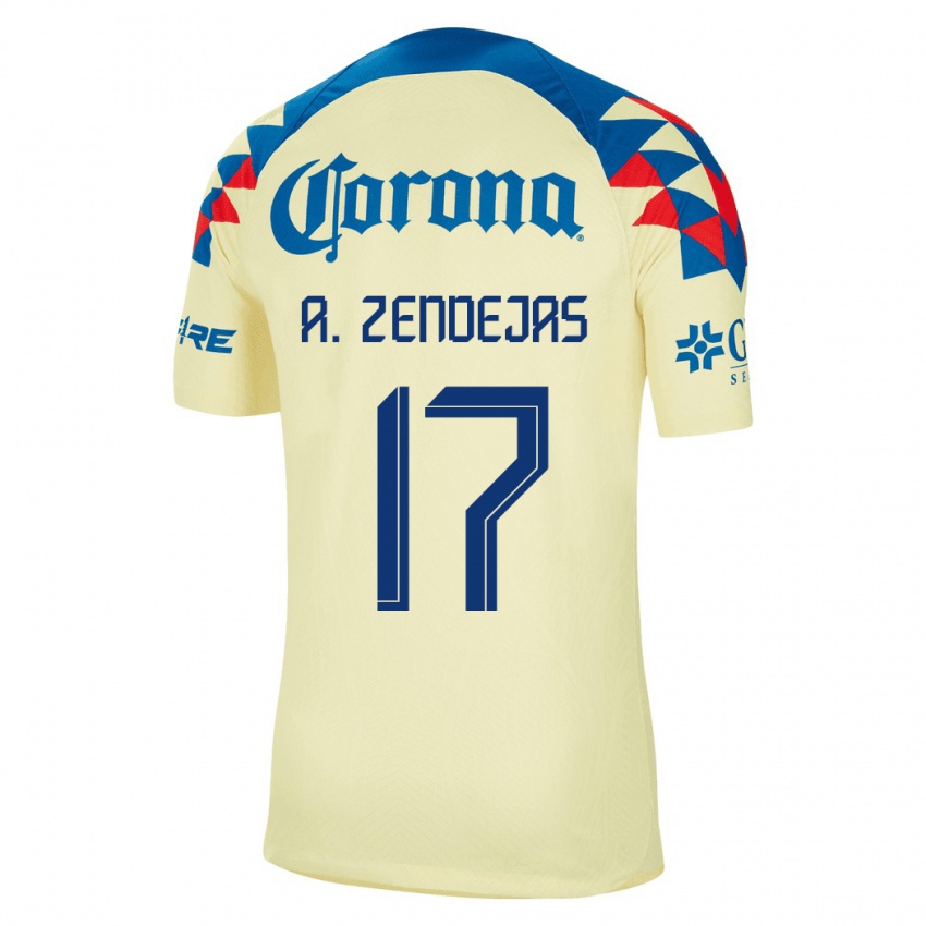 Hombre Camiseta Alejandro Zendejas #17 Amarillo 1ª Equipación 2023/24 La Camisa Chile