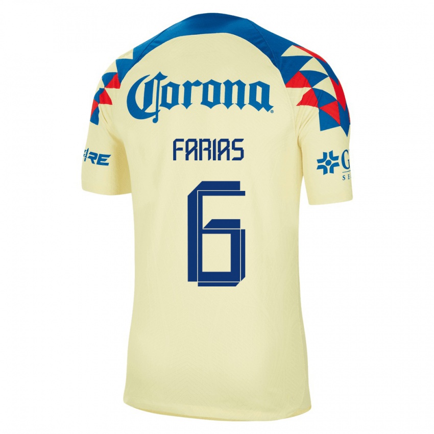 Hombre Camiseta Janelly Farias #6 Amarillo 1ª Equipación 2023/24 La Camisa Chile