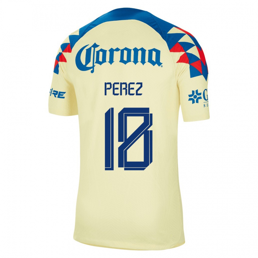 Hombre Camiseta Amanda Perez #18 Amarillo 1ª Equipación 2023/24 La Camisa Chile