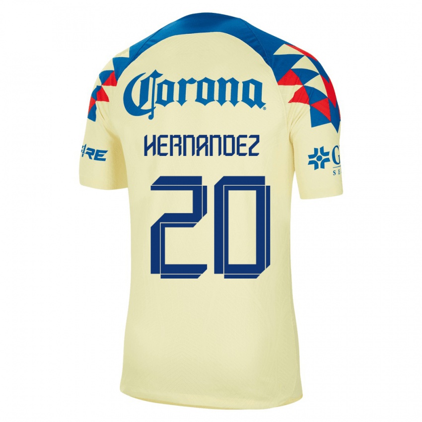 Hombre Camiseta Nicki Hernandez #20 Amarillo 1ª Equipación 2023/24 La Camisa Chile