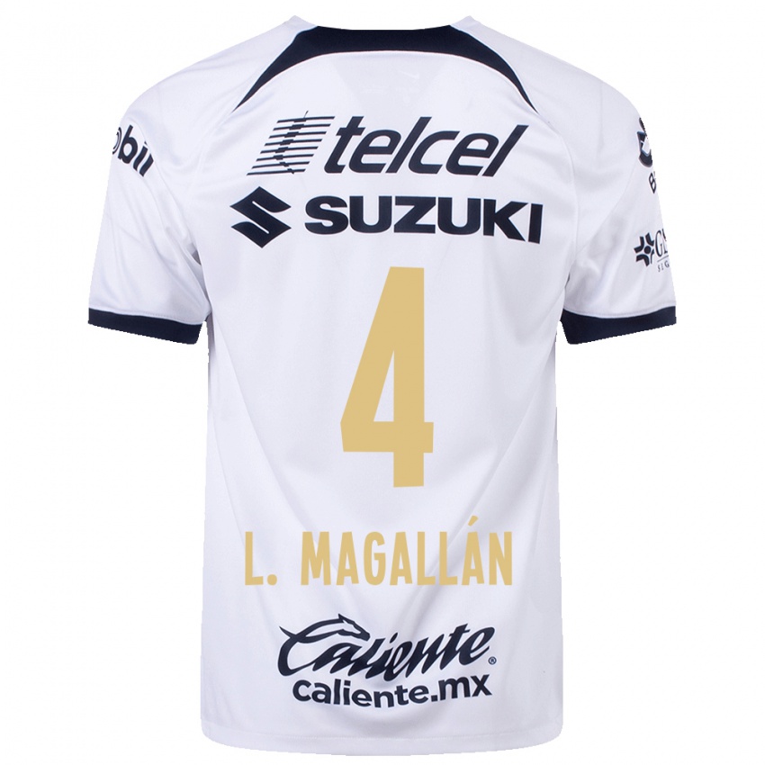 Hombre Camiseta Lisandro Magallan #4 Blanco 1ª Equipación 2023/24 La Camisa Chile