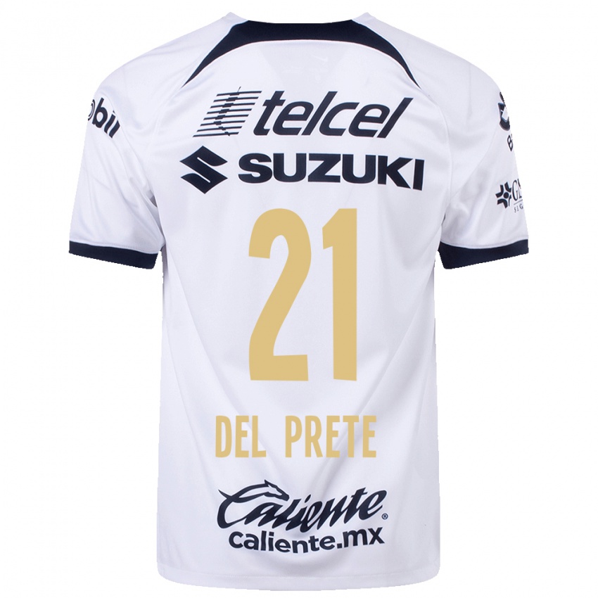 Hombre Camiseta Gustavo Del Prete #21 Blanco 1ª Equipación 2023/24 La Camisa Chile