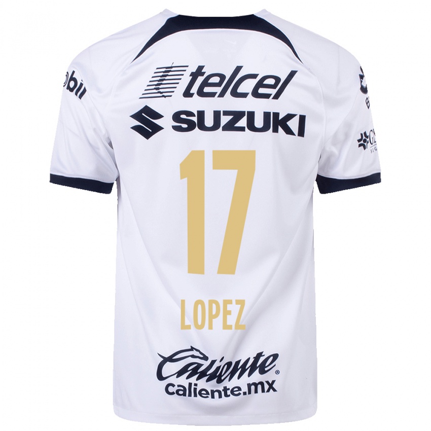 Hombre Camiseta Leonel Lopez #17 Blanco 1ª Equipación 2023/24 La Camisa Chile