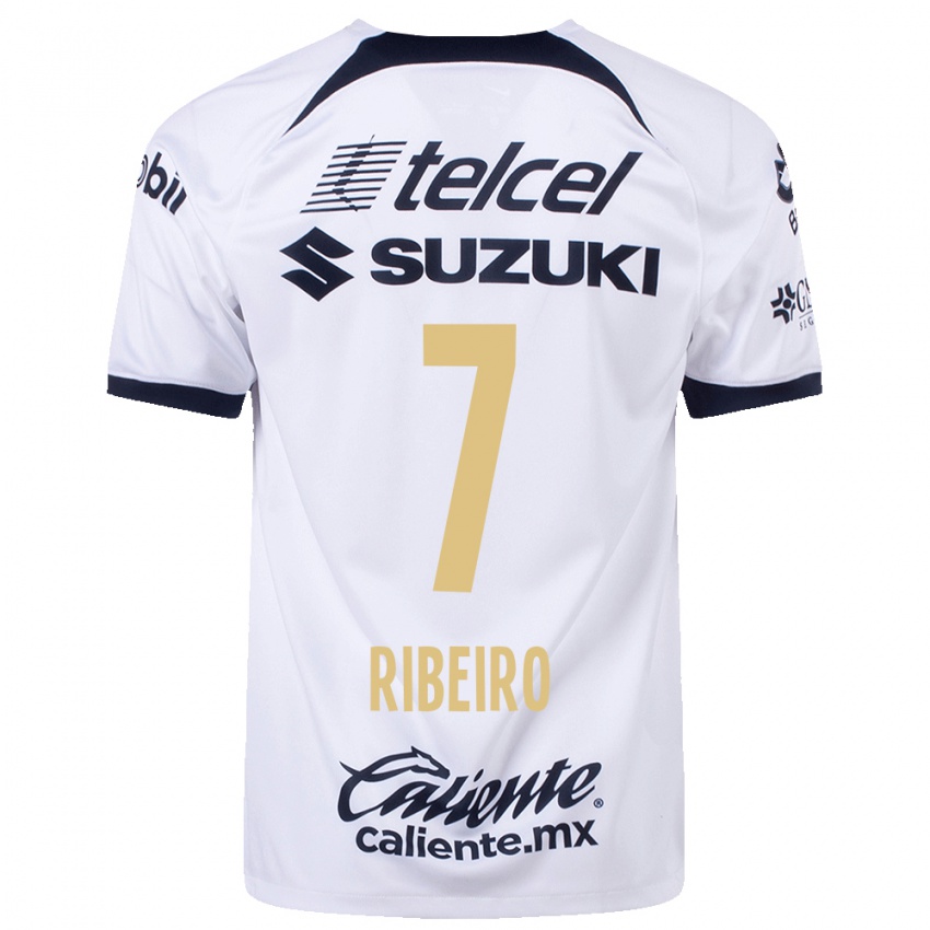 Hombre Camiseta Stephanie Ribeiro #7 Blanco 1ª Equipación 2023/24 La Camisa Chile