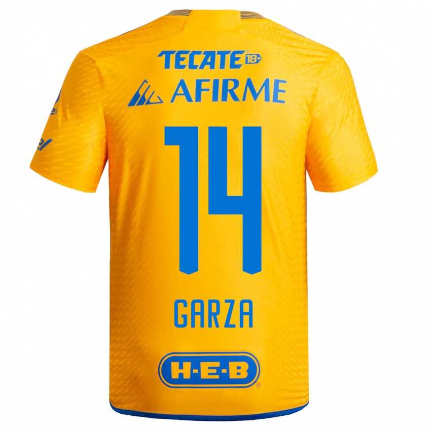 Hombre Camiseta Jesus Garza #14 Amarillo 1ª Equipación 2023/24 La Camisa Chile