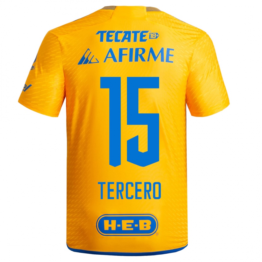 Hombre Camiseta Eduardo Tercero #15 Amarillo 1ª Equipación 2023/24 La Camisa Chile