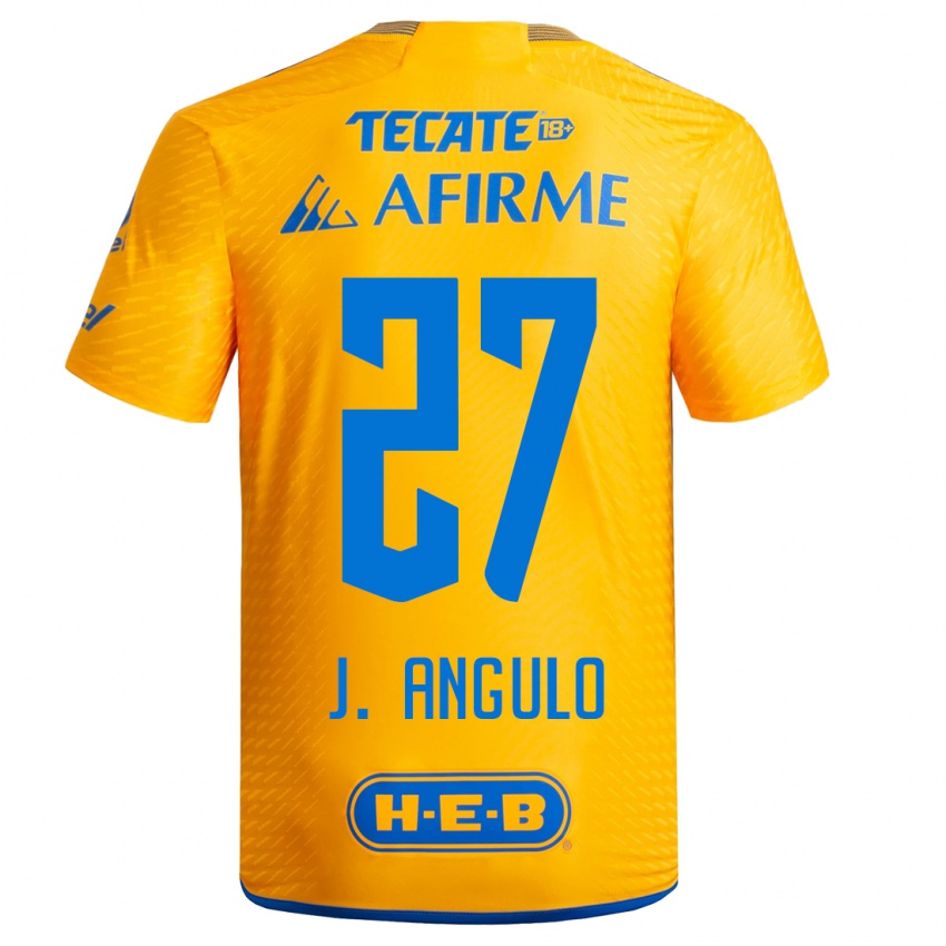 Hombre Camiseta Jesus Angulo #27 Amarillo 1ª Equipación 2023/24 La Camisa Chile