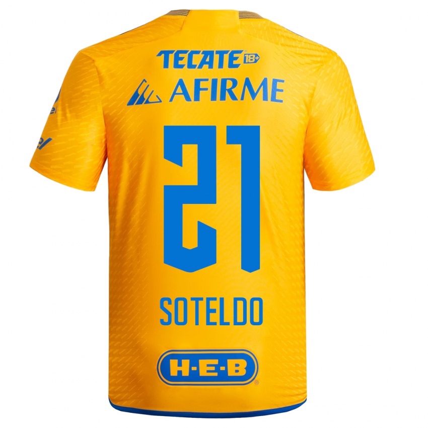 Hombre Camiseta Yeferson Soteldo #21 Amarillo 1ª Equipación 2023/24 La Camisa Chile