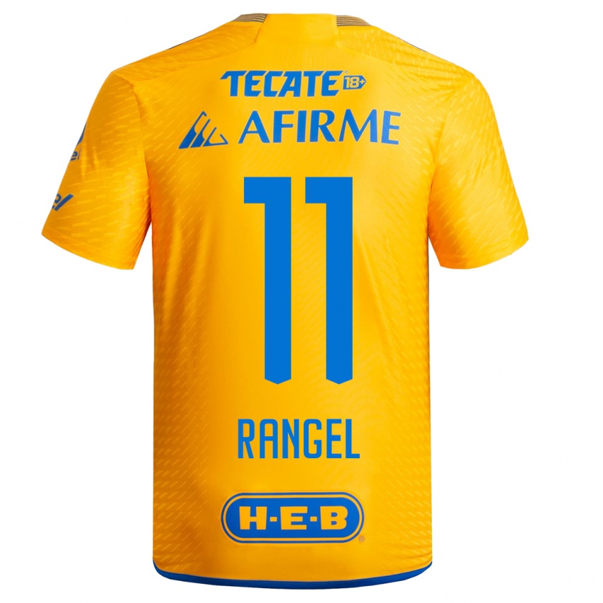 Hombre Camiseta Nayeli Rangel #11 Amarillo 1ª Equipación 2023/24 La Camisa Chile