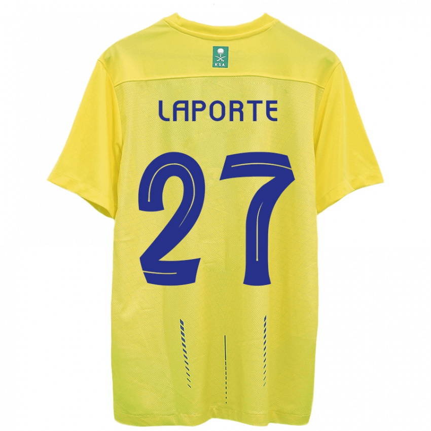 Hombre Camiseta Aymeric Laporte #27 Amarillo 1ª Equipación 2023/24 La Camisa Chile